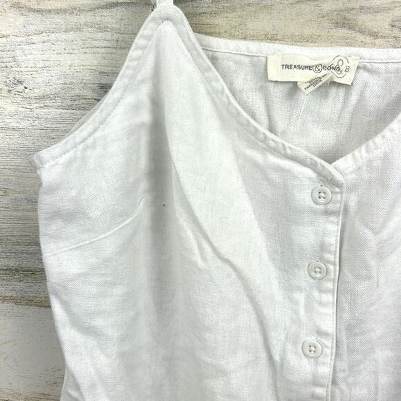 Treasure & Bond womens extra small linen blend button sleeveless blouse top - Picture 4 of 5